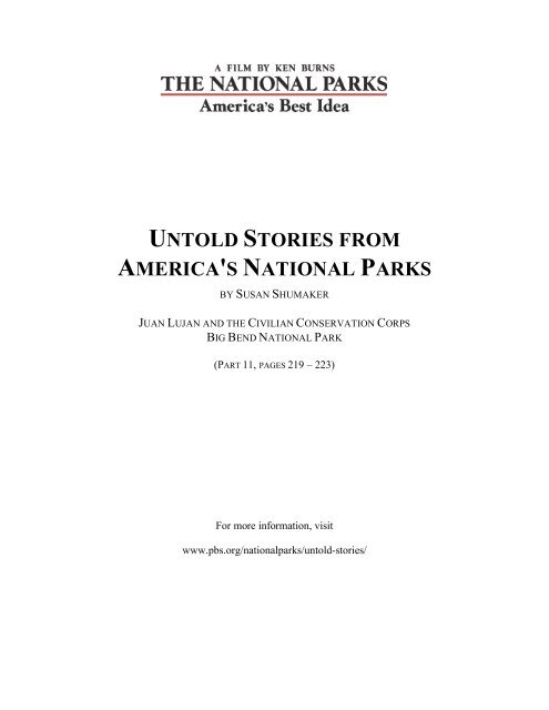 UNTOLD STORIES FROM AMERICA'S NATIONAL PARKS - PBS