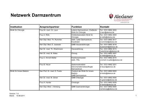 Netzwerk Darmzentrum - Alexianer Potsdam