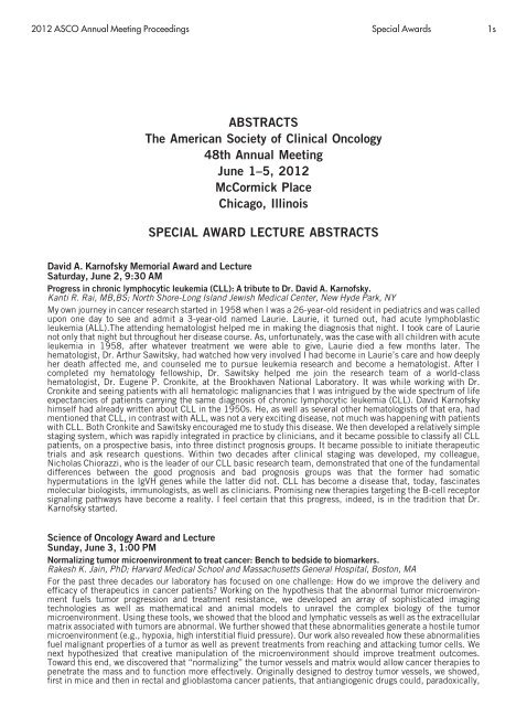 Annual Meeting Proceedings Part 1 - American Society of Clinical ...