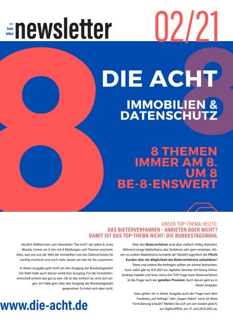 2021-02  |  DIE ACHT  |  Der Newsletter für Immobilien & Datenschutz