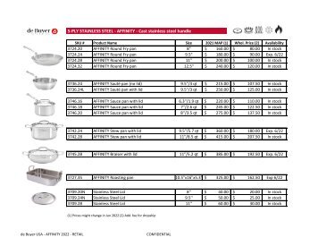 de Buyer USA - Stainless Steel Affinity linesheet (March22)