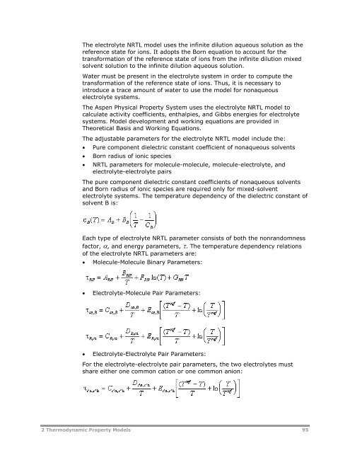 Aspen Physical Property System - Physical Property Models