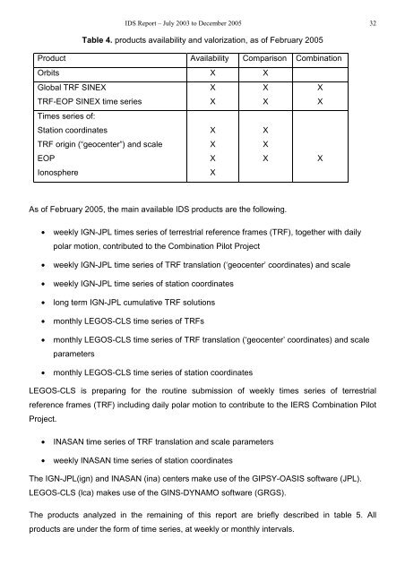 The International DORIS Service July 2003 – December 2005 report