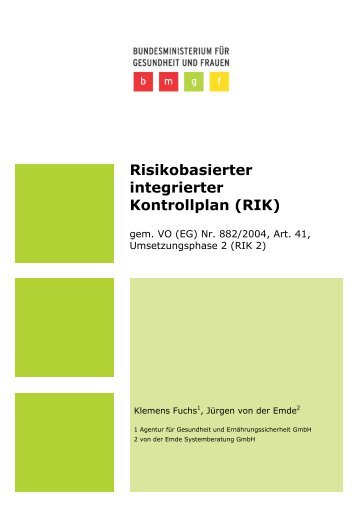 Risikobasierter integrierter Kontrollplan (RIK) - AGES