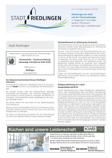 Amtliches Mitteilungsblatt Riedlingen 13.04.2022