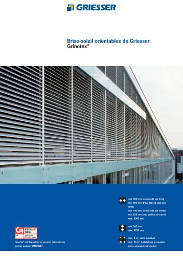 Brise-soleil orientables de Griesser. Grinotex® - Concept Ouverture