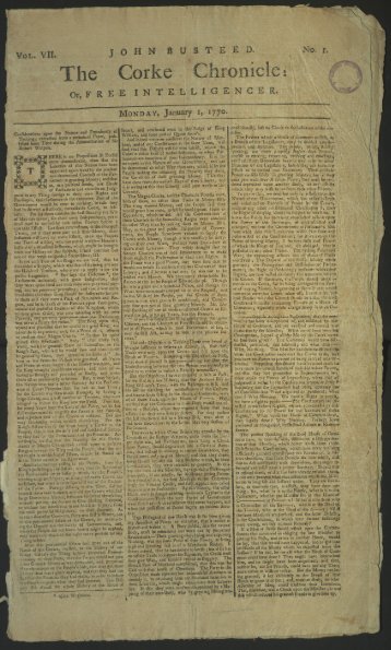 The Corke Chronicle, 1 January 1770