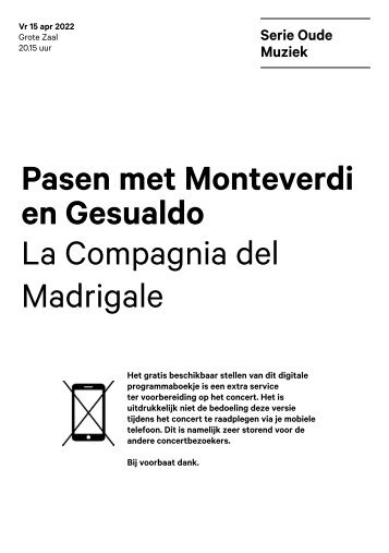 2022 04 15 Pasen met Monteverdi en Gesualdo - La Compagnia del Madrigale