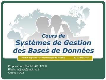 Cours SGBD LAI2 - Institut supérieur d'informatique de Mahdia