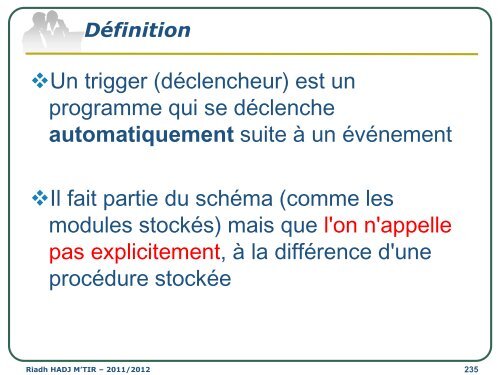 Cours SGBD LAI2 - Institut supérieur d'informatique de Mahdia