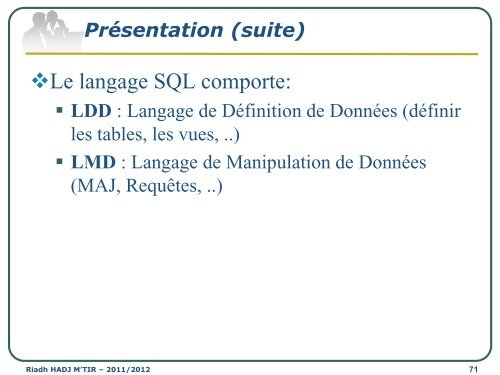 Cours SGBD LAI2 - Institut supérieur d'informatique de Mahdia