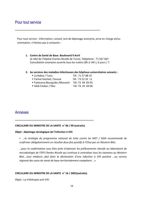 Recommandations - CCM Tunisie