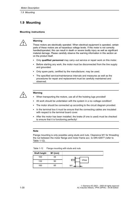 Configuration Manual AC Induction Motors 1PH4 - Siemens ...
