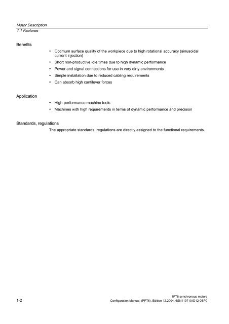 Configuration Manual Synchronous Motors 1FT6 - Siemens ...