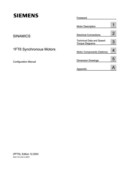 Configuration Manual Synchronous Motors 1FT6 - Siemens ...