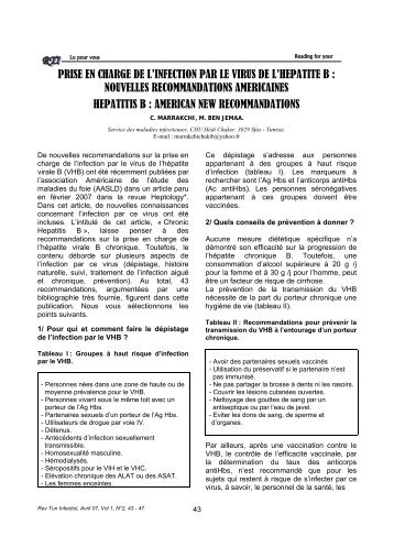 L'hépatite B - Société Tunisienne de Pathologie Infectieuse