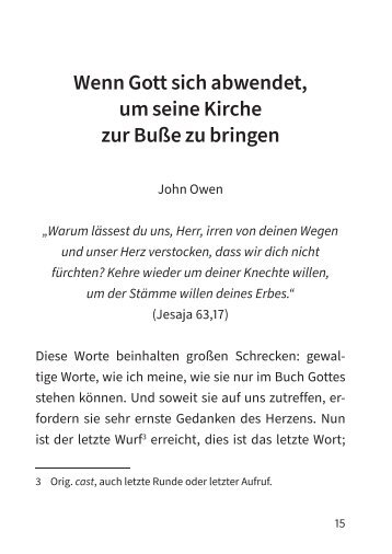 John Owen: Wenn Gott sich abwendet, um seine Kirche zur Buße zu bringen 