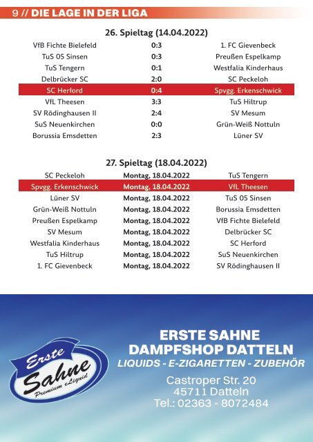 Stimberg-Echo Ausgabe 01/2022 - Spvgg. Erkenschwick - VfL Theesen - Westfalenliga 1 