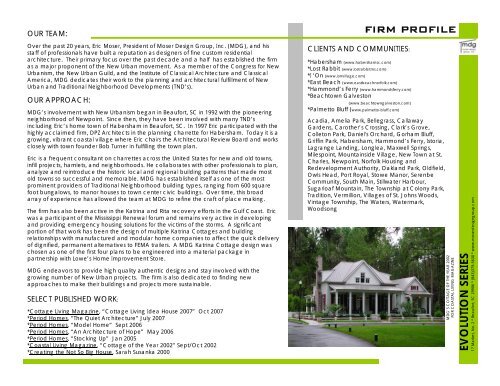 Evolution Series Firm Profile Moser Design Group