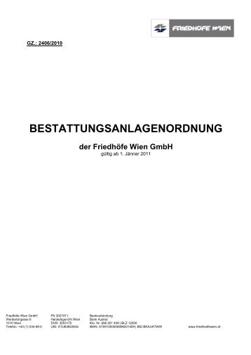 Bestattungsanlagenordnung der Friedhöfe Wien Gmbh ...