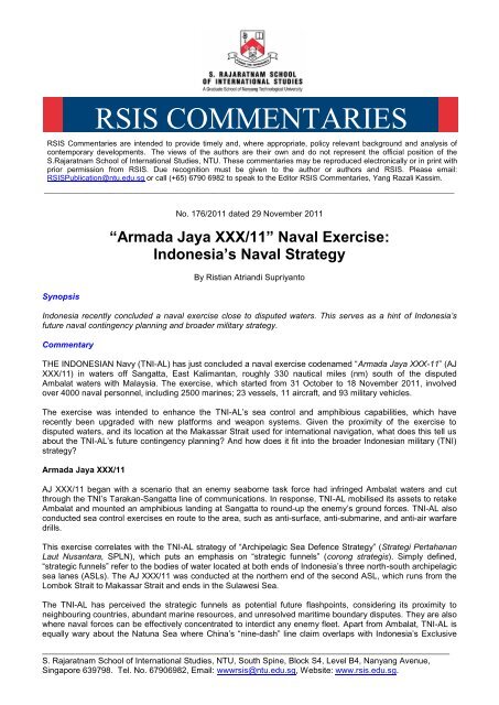 Armada Jaya XXX/11 - S. Rajaratnam School of International Studies