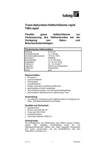 Trass-Naturstein-Haftschlämme rapid TNH-rapid - Quick-Mix