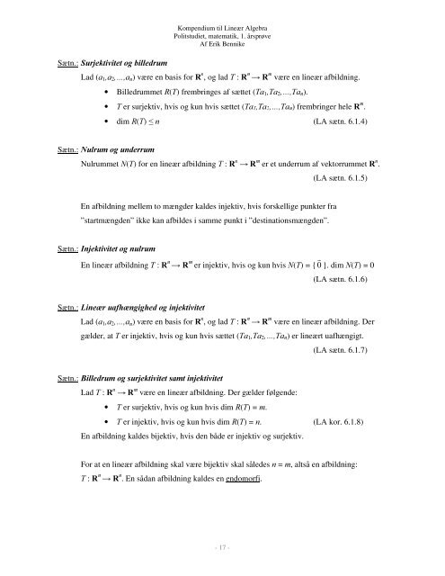 Kompendium til lineÃ¦r Algebra - bennike.org