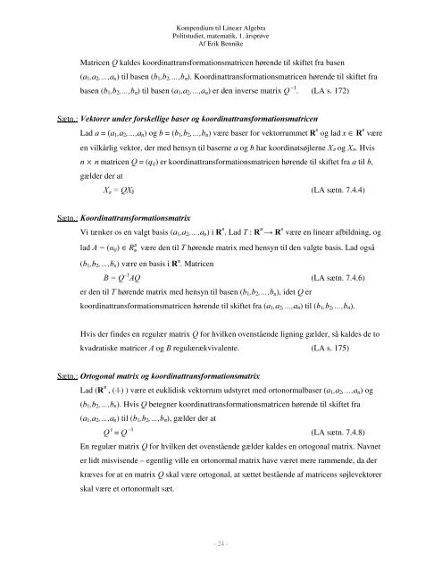 Kompendium til lineÃ¦r Algebra - bennike.org