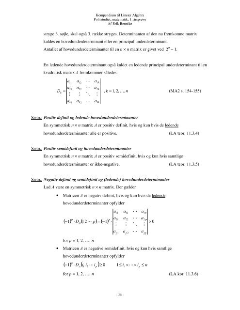 Kompendium til lineÃ¦r Algebra - bennike.org