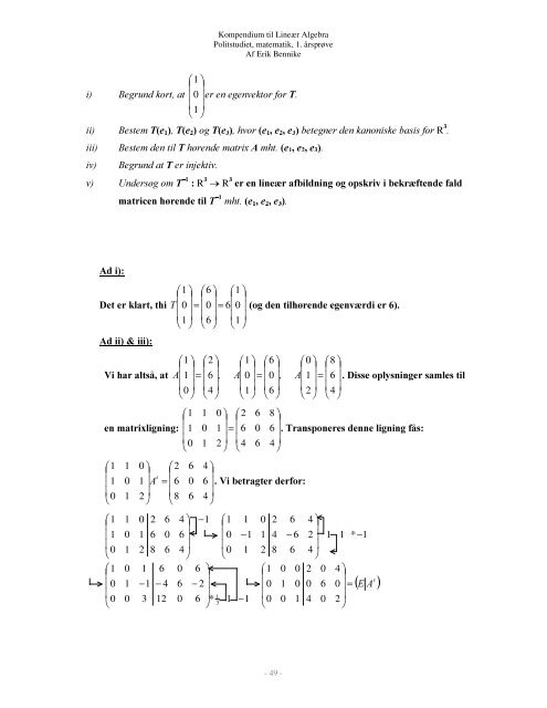 Kompendium til lineÃ¦r Algebra - bennike.org