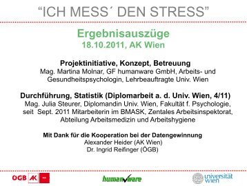 Ich mess den Stress - AK Ergebnisse - Arbeiterkammer Wien