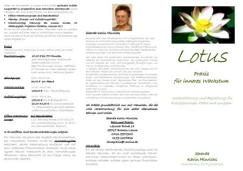 Flyer Praxis Lotus - Neues Geld Bewusstsein Home