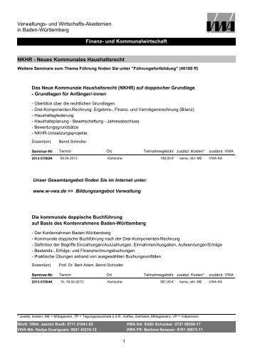Finanz- und Kommunalwirtschaft Verwaltungs- und Wirtschafts ...