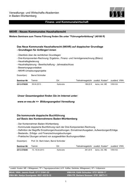 Finanz- und Kommunalwirtschaft Verwaltungs- und Wirtschafts ...