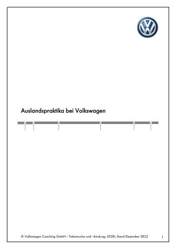 Auslandspraktikum bei Volkswagen - Volkswagen Personal