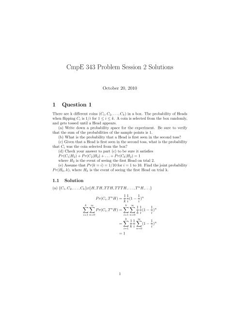 CmpE 343 Problem Session 2 Solutions