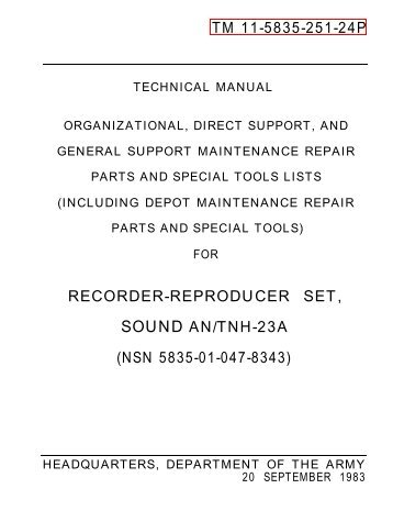 recorder-reproducer set, sound an/tnh-23a - Liberated Manuals