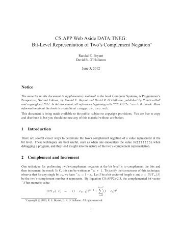CS:APP Web Aside DATA:TNEG - Computer Systems: A ...