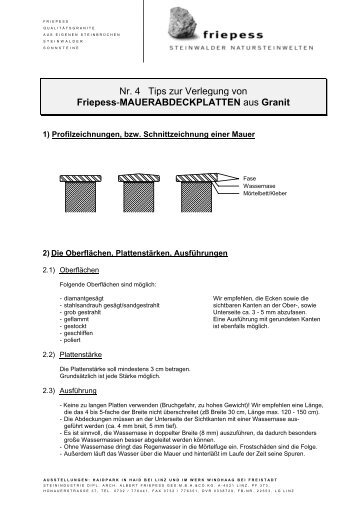 Nr. 4 Tips zur Verlegung von Friepess-Mauerabdeckplatten ...