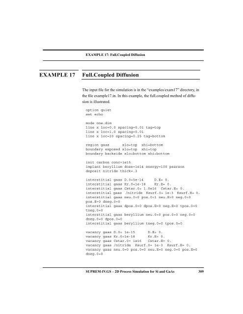 EXAMPLE 17: Full.Coupled Diffusion 312 SUPREM-IV.GS – 2D ...