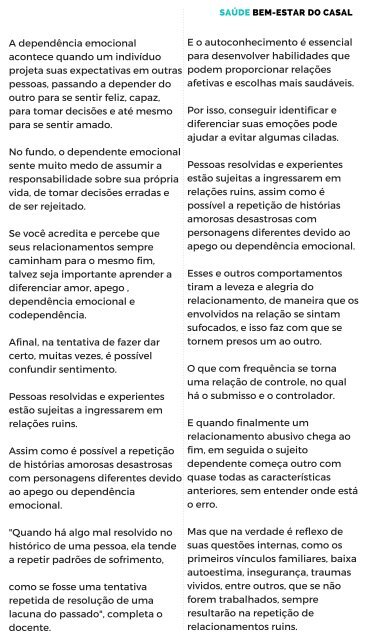 LIVRO - Dependência Emocional Amor ou Prisão afetiva