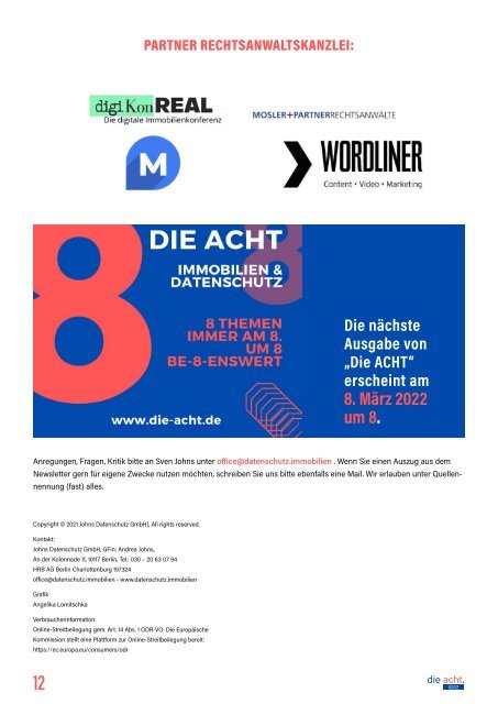 2022-02  |  DIE ACHT  |  Der Newsletter für Immobilien & Datenschutz