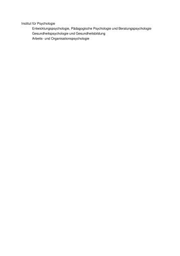 Institut für Psychologie Entwicklungspsychologie, Pädagogische ...