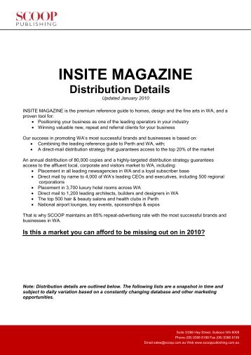 INSITE Magazine Distribution Jan-2010 - Scoop Magazine