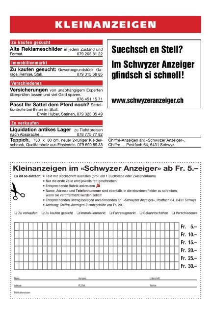 Schwyzer Anzeiger – Woche 16 – 22. April 2022