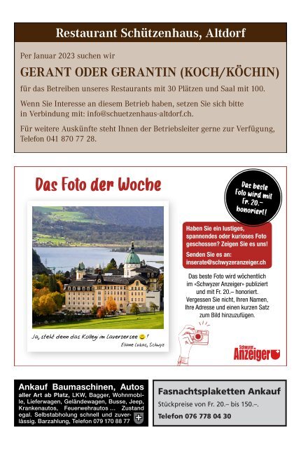 Schwyzer Anzeiger – Woche 16 – 22. April 2022