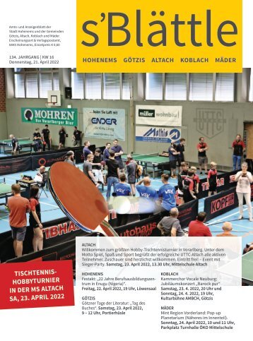 s'Blättle Nr. 16 - Do, 21. April 2022