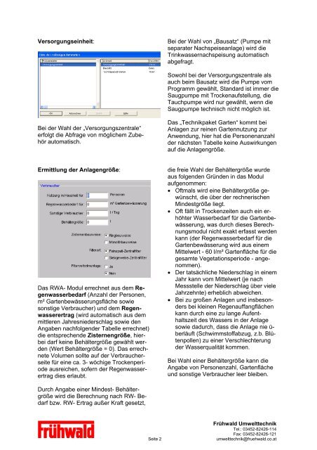 Regenwassernutzungsanlagen Modul „RWA“ - Frühwald