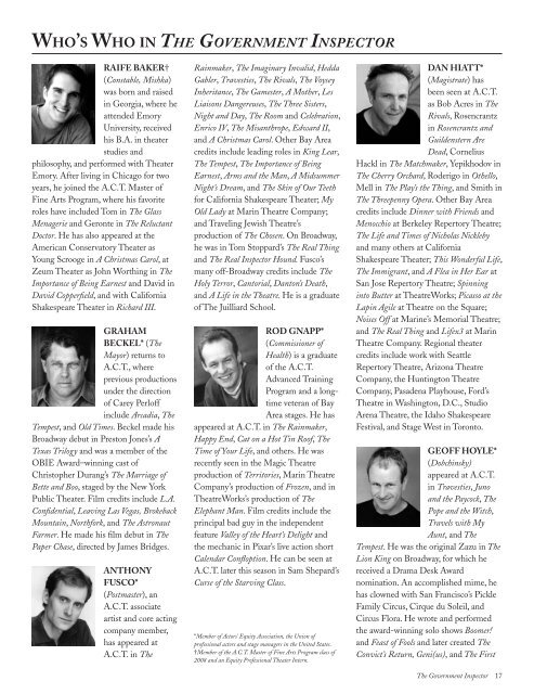 WHO'S WHO - American Conservatory Theater
