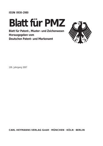 ISSN 0930-2980 - Mitteilungen der deutschen Patentanwälte
